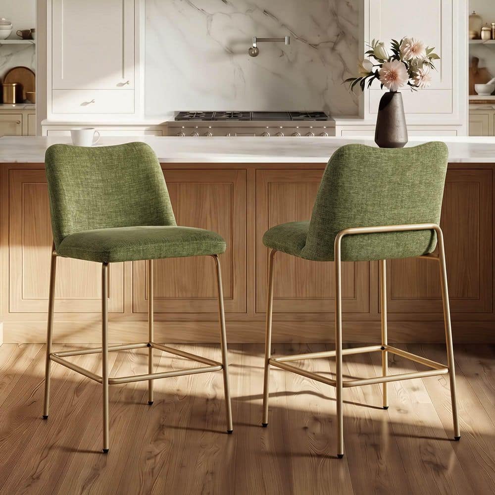 Luma 26.6 in. H Sage Green Fabric Metal Frame Bar Stool with High-Density Foam Seat, Set of 2, for Dining Room price history on PriceWatchPro