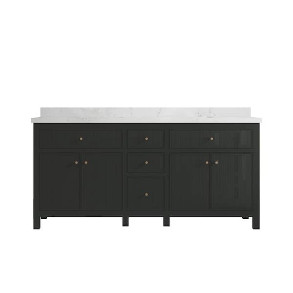 Willow Collections Sonoma 72 in. W x 22 in. D x 36 in. H Double Sink Bath Vanity in Black Top with 2 in. Empira Qt. Top