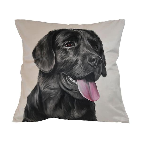 DONNA SHARP Log Cabin Star Black Lab Decor Pillow 18 in. x 18 in.