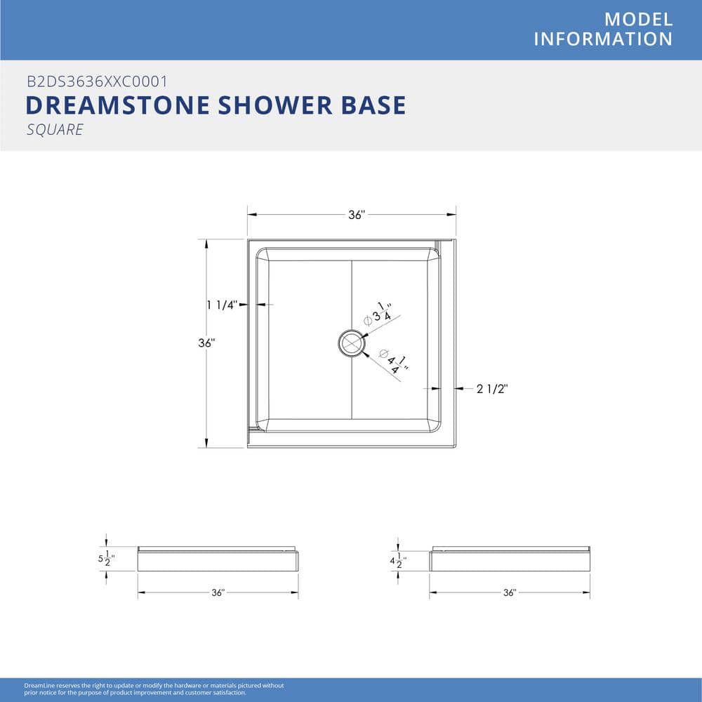 DreamStone 36" White Solid Surface Alcove Shower Kit