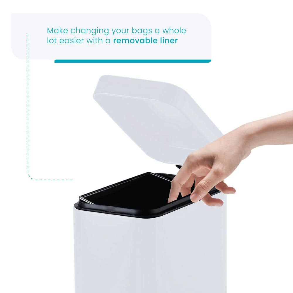 Matte White 1.3 Gallon Stainless Steel Pedal Trash Can