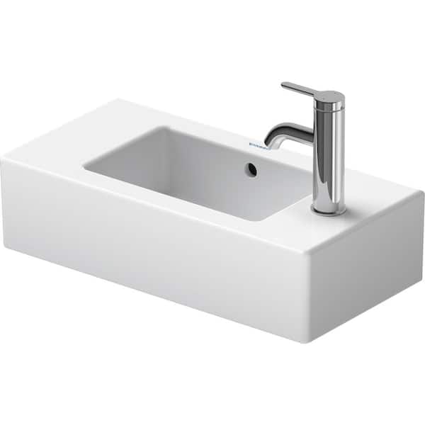 Duravit Vero 5.88 in. Wall-Mounted Rectangular Bathroom Sink in White