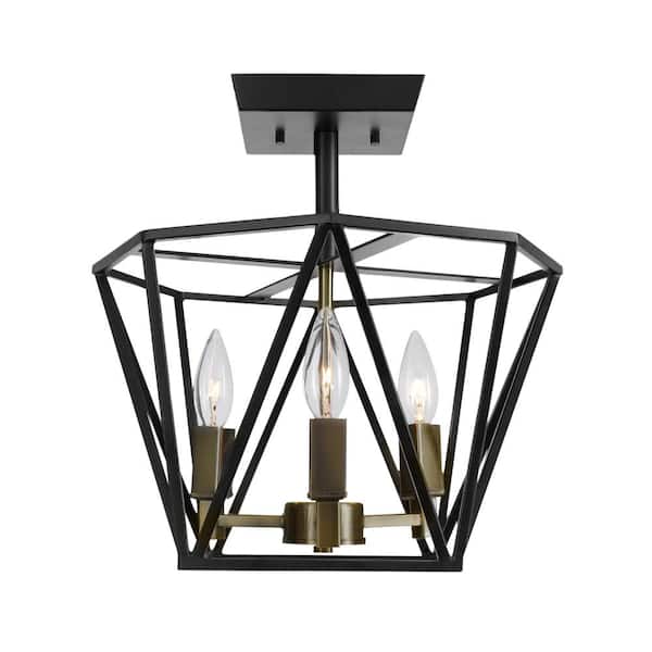 Sansa 3-Light Dark Bronze Semi-Flush Mount