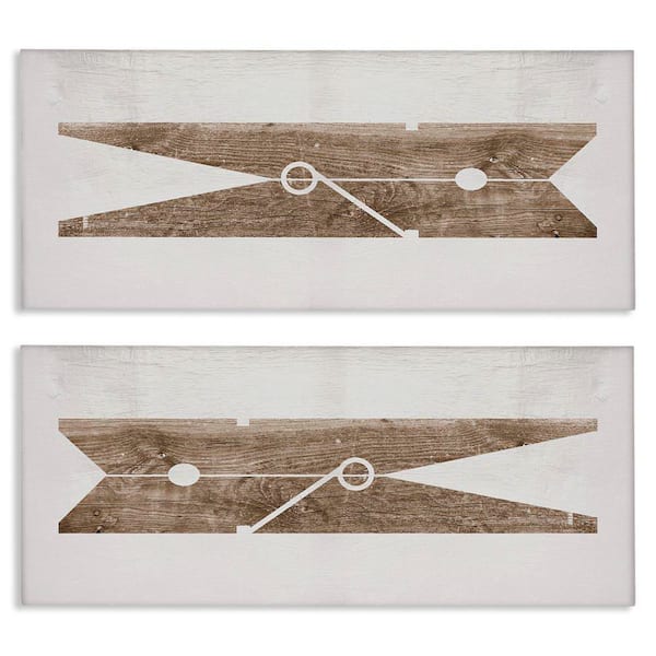 Minimal Laundry Clothespins by Daphne Polselli 2-Piece Unframed Graphic Art Print Typography 24 in. x 10 in.