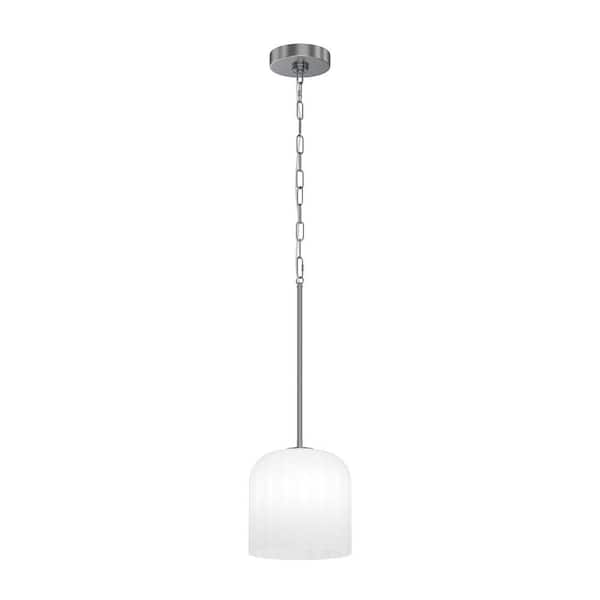 LumLight Parkmont 8 in. Plug and Play 1-Light Brushed Nickel Pendant Light with SkyPlug
