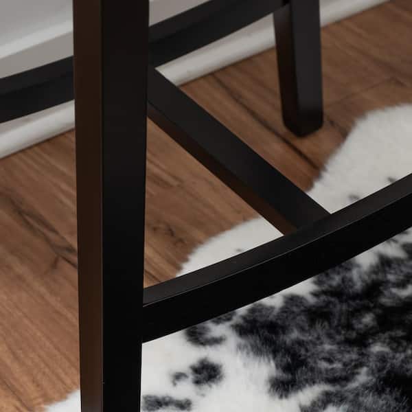 Cyrus 26 in. Black Backless Wood Counter Stool with Wood Seat (Set of 2)