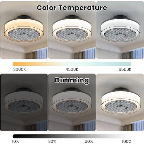 16 in. Indoor Gray Low Profile Ceiling Fan with Dimmable LED Light Modern Small Bedroom Ceiling Fan with Remote APP Ceiling Fans
