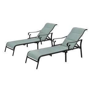 Glenridge Falls Steel Sling Padded Outdoor Chaise Lounge in Aloe (2-Pack)