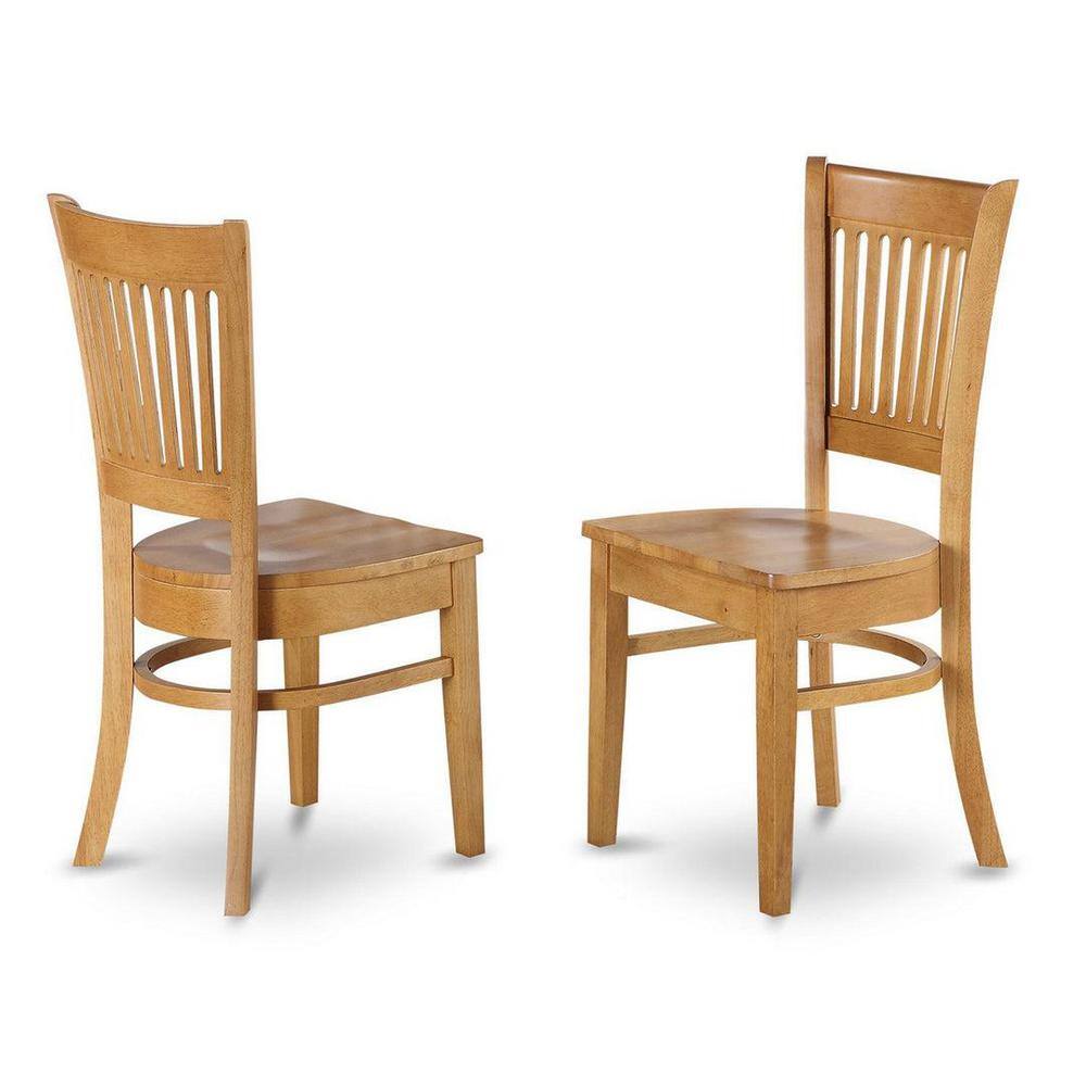 Natural Oak Finish Round Dining Table with 4 High Back Chairs
