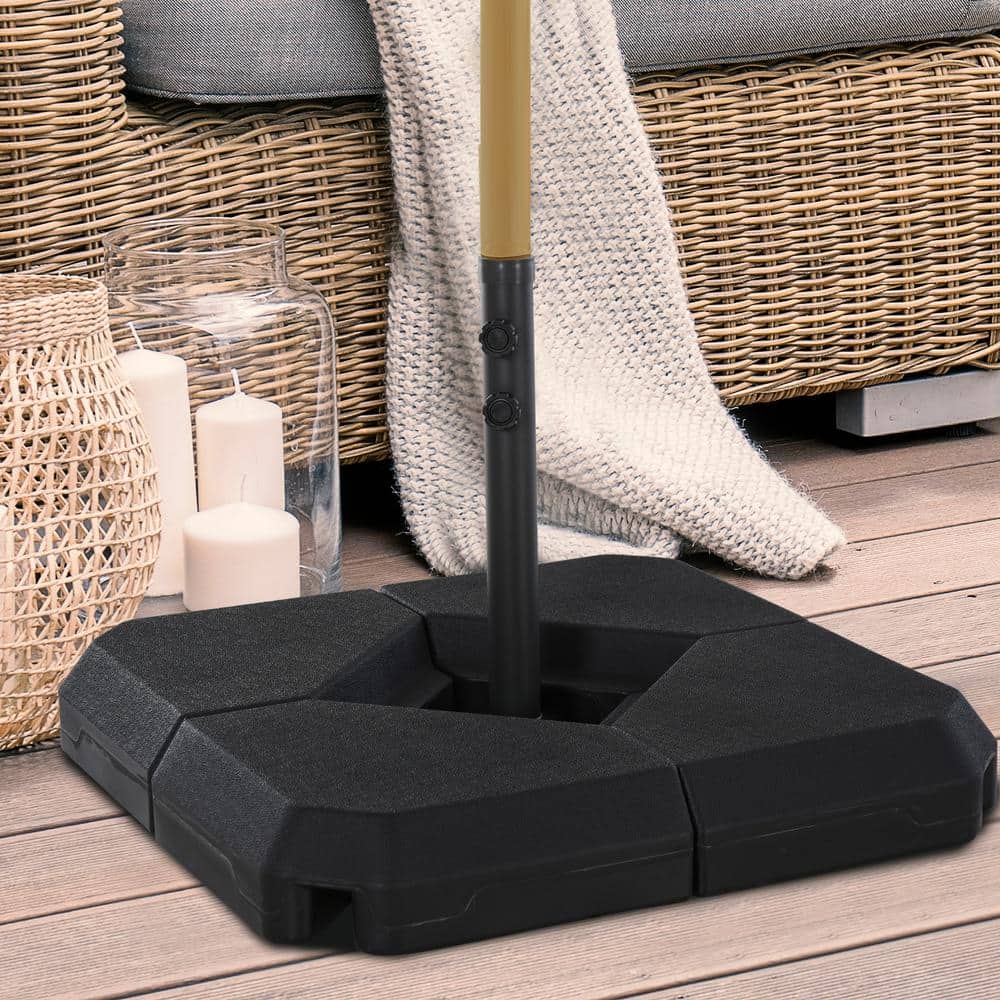 Black Durable Steel and HDPE 4-Piece Umbrella Base Stand