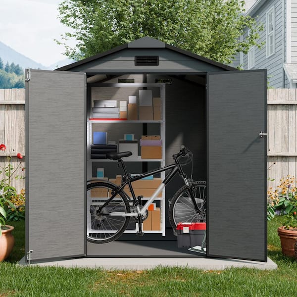 CARBUTLER 6ft. W x 6 ft. D Plastic Outdoor Storage Shed-Lockable
