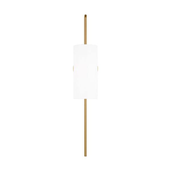 Generation Lighting - Lowell Large 1- Light Burnished Brass Wall Sconce with a White Linen Fabric Shade