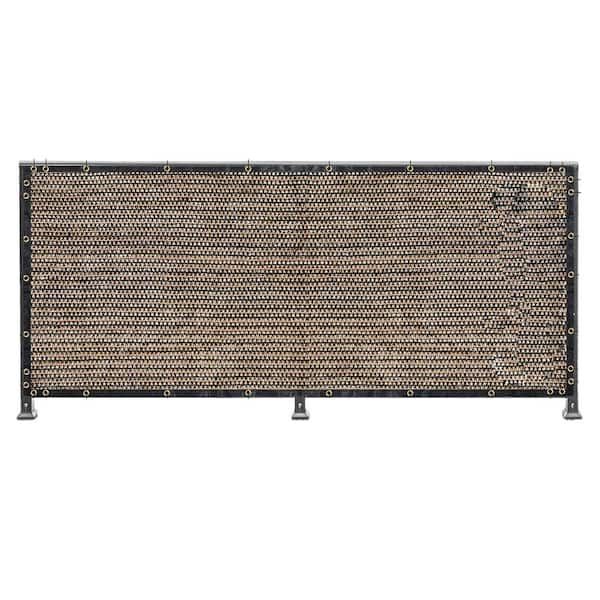 Brown 4 in. x 12.40 in. High-Density Polyethylene Mesh Privacy Screen Garden Fence with Grommets and Zip Ties