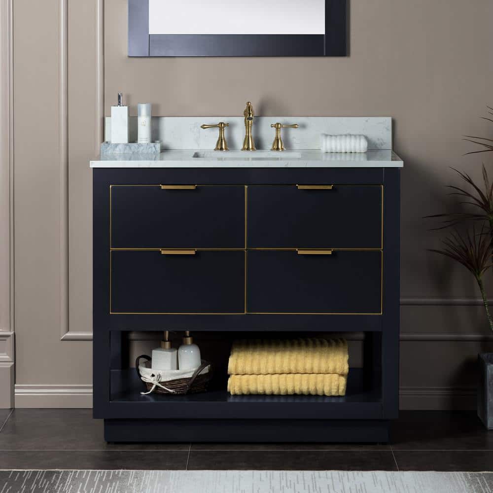 WOODBRIDGE Venice 37 in.W x 22 in.D x 38 in.H Bath Vanity in Gray with