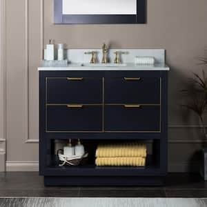 Venice 43 in.W x 22 in.D x 38 in.H Bath Vanity in Gray with Engineered stone Vanity Top in White with White Sink