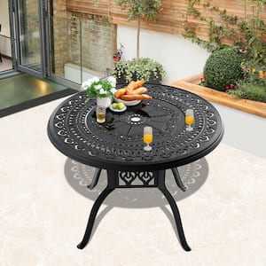 39.37 in. Cast Aluminum Patio Dining Round Table