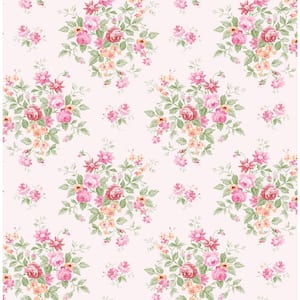 Posy Pink Floral Bunches Vinyl Peel and Stick Wallpaper Roll (30.75 sq. ft.)