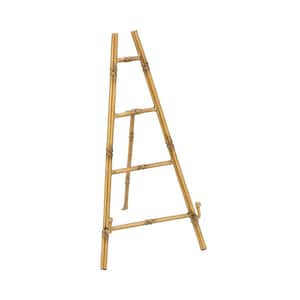 13 in. Tabletop Gold Metal Bamboo Style Easel with Rubber Pads