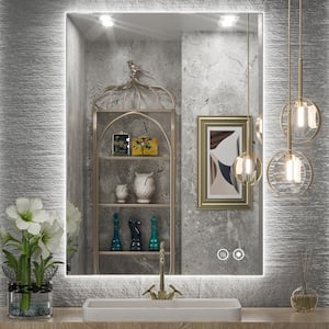 24 in. W x 32 in. H Rectangular Frameless LED Light Anti-Fog Wall Bathroom Vanity Mirror with Backlit