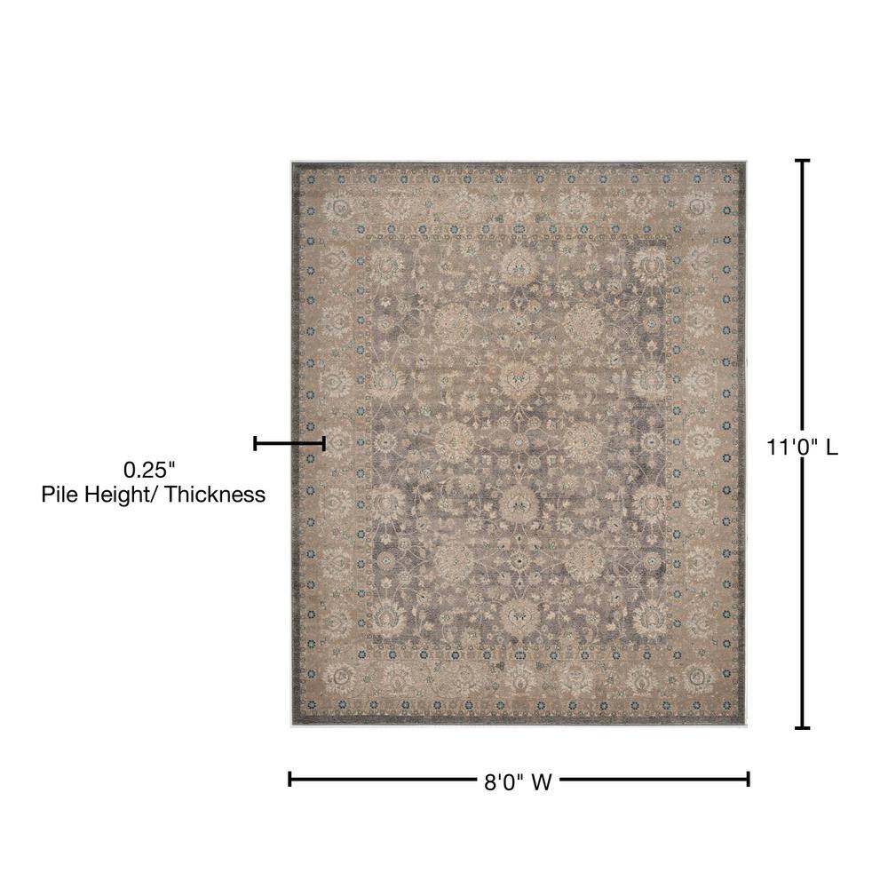 Gray Floral Motif Synthetic Rectangular Area Rug