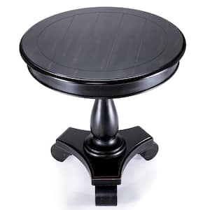 26 in. Round End Table for Living Room and Bed Room, Wood Pedestal Side Table in Black