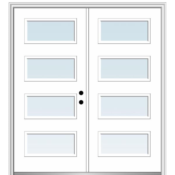 MMI DOOR Celeste 72 in. x 80 in. Left-Hand Inswing 4-Lite Clear Low-E Primed Fiberglass Prehung Front Door on 6-9/16 in. Frame