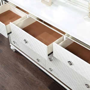 Seboya White with Care Kit 7-Drawer Dresser (38.75 in. H x 63 in. W x 17 in. D)