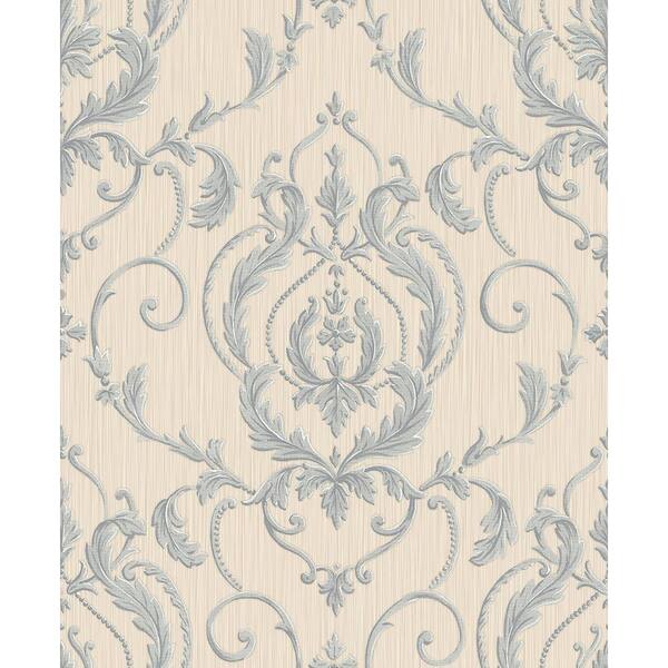 Unbranded Ornamenta 2-Light Beige/Blue Detailed Damask Non-Pasted Vinyl on Paper Material Wallpaper Roll (Covers 57.75 sq.ft.)