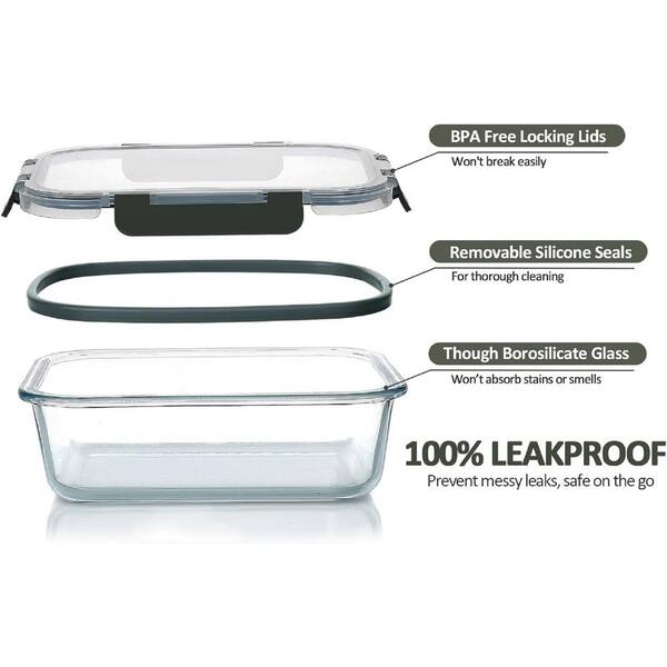 Aoibox 24pc Borosilicate Glass Storage Containers with Lids, 12 Airtight,  Freezer Safe Food Storage Containers, Grey SNPH002IN373 - The Home Depot