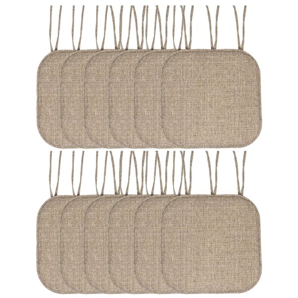 Sweet Home Collection Aria Memory Foam Square Non-Slip Indoor/Outdoor Chair Seat Cushion with Ties, Brown (12-Pack)