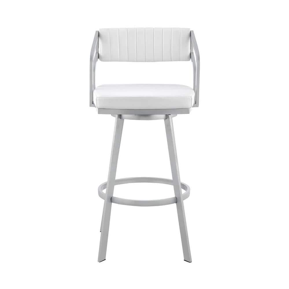 HomeRoots 26 in. Timeless White Faux Leather Bar Stool 2000476767 - The ...