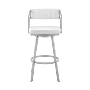 26 in. Timeless White Faux  Leather Bar Stool