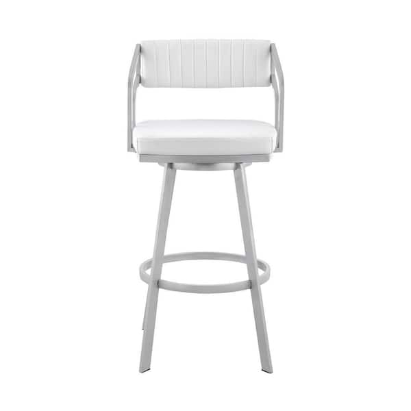 HomeRoots 26 in. Timeless White Faux  Leather Bar Stool