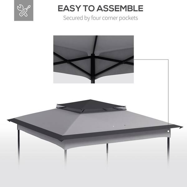 Outsunny 11 ft. x 11 ft. Gray Pop-Up Canopy Top Replacement