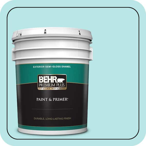 BEHR PREMIUM PLUS 5 gal. #500A-2 Refreshing Pool Semi-Gloss Enamel Exterior Paint & Primer