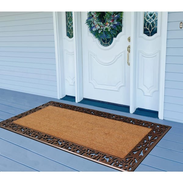 A1HC Paisley Beige/Brown 30 in x 60 in Rubber and Coir Outdoor Durable Entrance Doormat