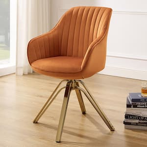 Arthur Mid-Century Cinnamon Fabric Swivel Accent Arm Chair with Metal Legs