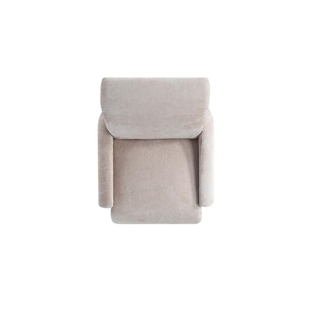 Beige Chenille Upholstered Accent Chairs with Pine Wood Base, Set of 2