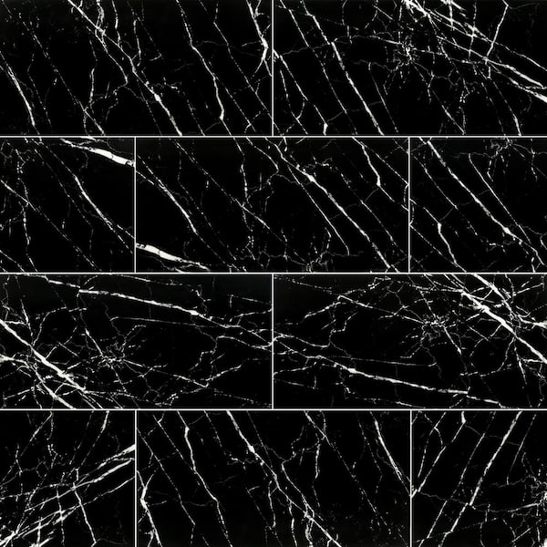 MSI Aashini Black 16 in. x 32 in. Polished Porcelain Floor and Wall Tile (14.20 sq. ft./Case)