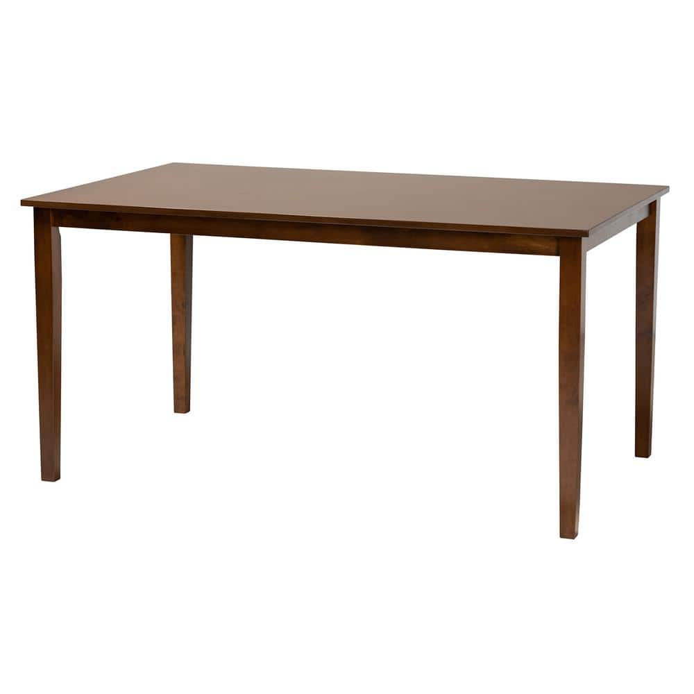 Genesis Walnut Brown Wood Dining Set with Gray Cushions