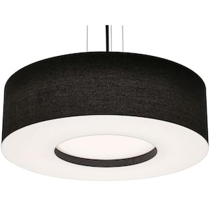 60-Watt 1-Light Black, White Shaded Integrated LED Pendant-Light with Fabric Shade