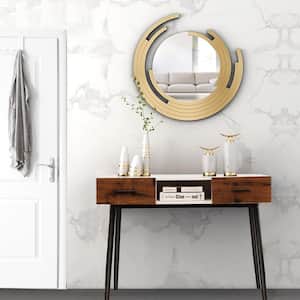42 in. White Standard Rectangle Wood Console Table with Storage Drawers Open Shelf Entryway
