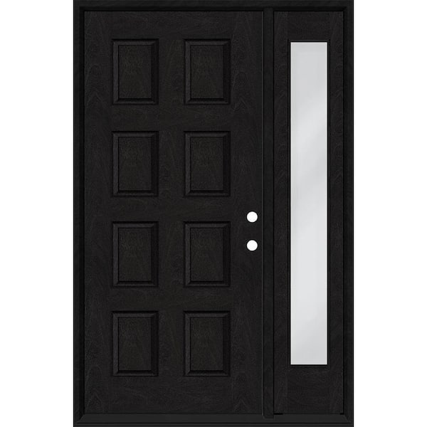 Regency 57 in. x 80 in. 8-Panel LHIS Onyx Stain Mahogany Fiberglass Prehung Front Door w/12 in. Sidelite