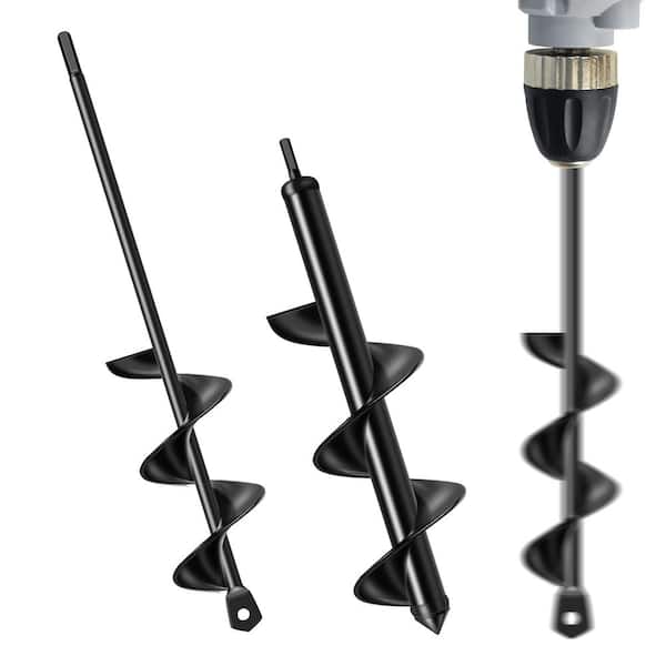 High-Carbon Steel Garden Auger Drill Bit Set (2-Piece) for Planting with Long Reach(3/8 in. Drive)