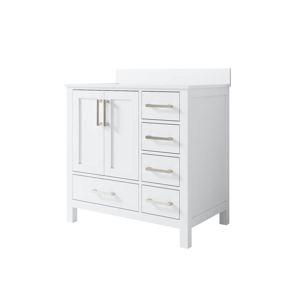 36 in. Single Sink White Solid Wood Bath Vanity with Durable Carrara White Cultured Marble Top, Soft-Close, Assembl price history on PriceWatchPro