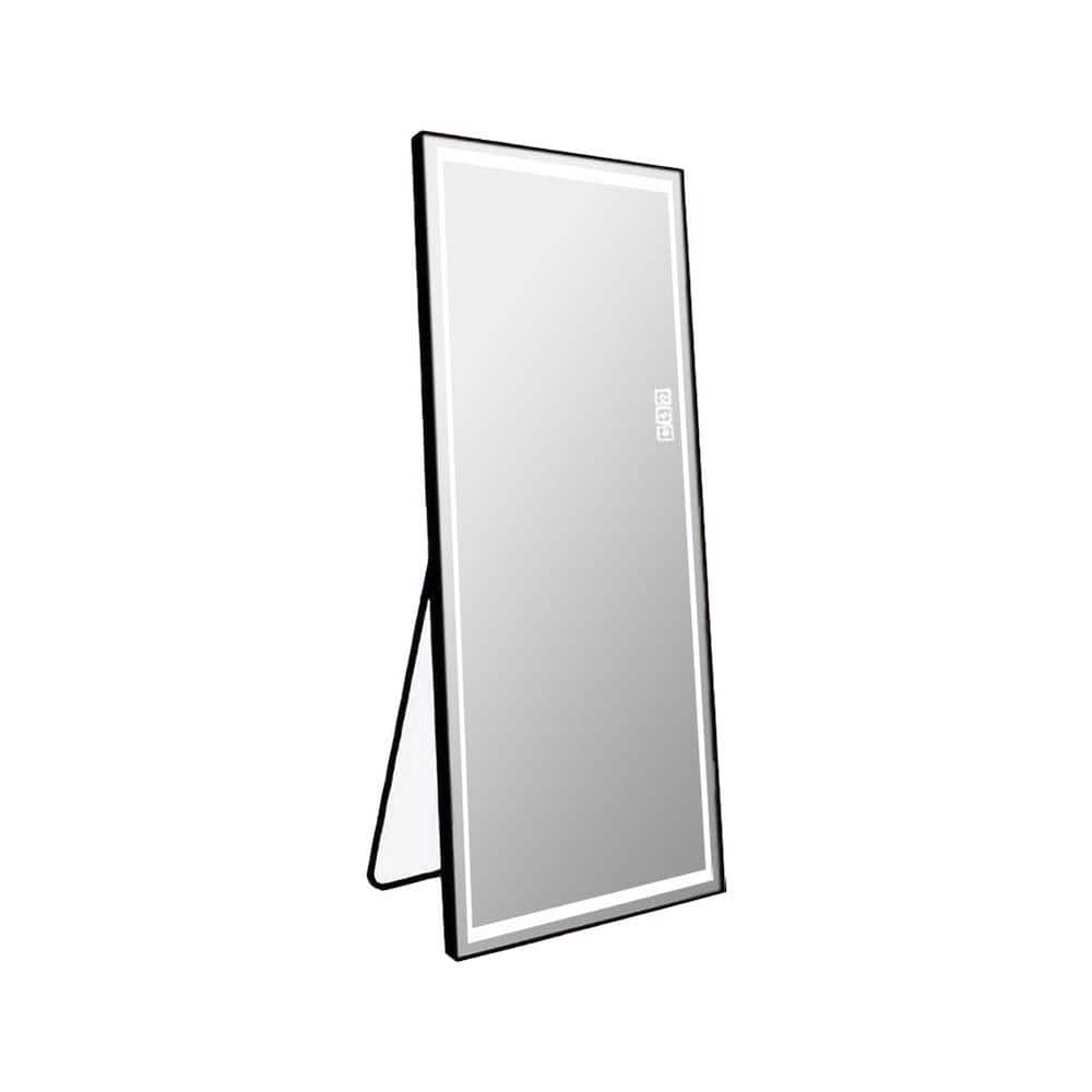 21 in. W x 65 in. H Aluminium Black Standing Mirror, Large Floor Mirror wit