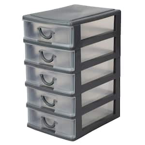 7 in. W x 9.5 in. H Grey Plastic 5-Drawer with Grey Drawers