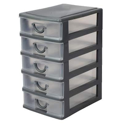 4Size Mini Desktop Organizer Drawer Tower Plastic Storage Box Cabinet Office 