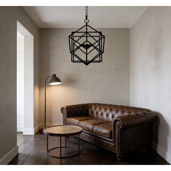 CottaIron 3-Light Black Liner Pendant with Adjustable Chain Metal Chandelier for Hallway, with No Bulbs Included