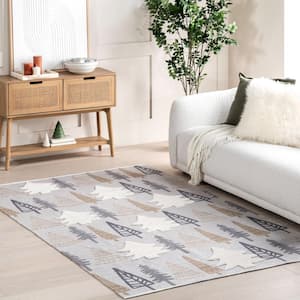 Quincy High-Low Winter Forest Beige 5 ft. x 8 ft. Area Rug